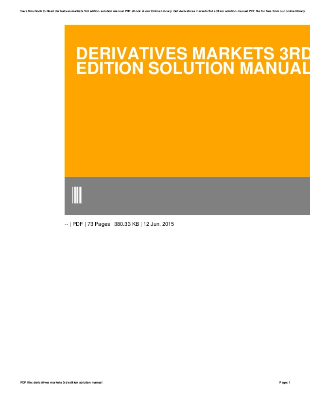 Derivatives Markets Solutions Manual Pdf cleveratwork